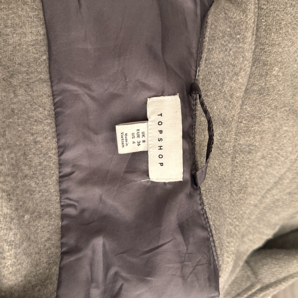Topshop Gray longline belted utility coat size US 4 - Picture 6 of 9